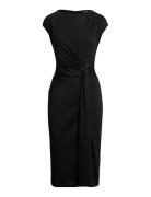 Ring-Trim Jersey Cap-Sleeve Dress Black Lauren Ralph Lauren
