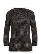 Geo-Print Jersey Off-The-Shoulder Top Brown Lauren Ralph Lauren