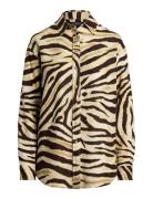 Relaxed Fit Zebra-Print Linen Shirt Cream Lauren Ralph Lauren