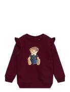 Ruffled Polo Bear Fleece Sweatshirt Burgundy Ralph Lauren Baby