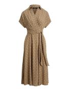 Geo-Print Belted Crepe Dress Brown Lauren Ralph Lauren