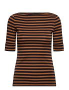 Striped Stretch Cotton Boatneck Tee Navy Lauren Ralph Lauren