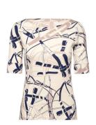 Belting-Print Cotton Boatneck Tee Cream Lauren Ralph Lauren
