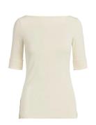 Stretch Cotton Boatneck Tee Cream Lauren Ralph Lauren