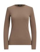 Cotton-Blend Long-Sleeve Top Beige Lauren Ralph Lauren