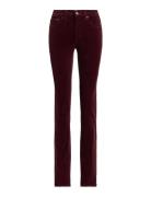 Stretch Corduroy Mid-Rise Straight Pant Burgundy Lauren Ralph Lauren
