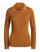 Rib-Knit Long-Sleeve Polo Cardigan Orange Lauren Ralph Lauren
