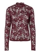 Yaslacey Ls Lace Top S. Noos Burgundy YAS