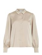 Vienna Ravenna L/S Balloon Shirt - Noos Beige Vila