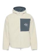 Sherpa Funnel Neck Full Zip Hood Cream Calvin Klein Jeans