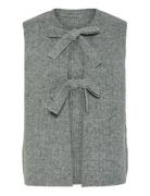 Pcsilly Sl Rev Tie Vest Knit Noos Bc Grey Pieces