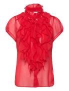 Liljasz Crinkle Ss Shirt Red Saint Tropez