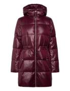 Hooded Channel-Quilted Down Coat Burgundy Lauren Ralph Lauren