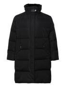 Faux-Fur-Trim Funnelneck Down Coat Black Lauren Women