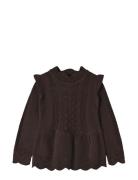Alilly Peplum Pullover Brown Fliink
