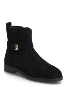 Th Buckle Riding Suede Bootie Black Tommy Hilfiger
