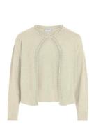 Vizafina L/S O-Neck Pearl Knit Cardigan Cream Vila