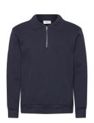 Sweat Polo With Zip L/S Navy Lindbergh