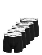 Onsfitz Solid Black Boxer 5-Pack Black ONLY & SONS