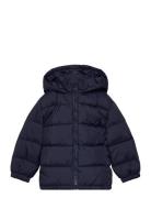 Hooded Liner Quilted Coat Navy Mango