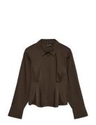 Vmfriba Ls Cuff Top Wvn Ga Brown Vero Moda