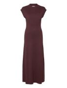 Perkins-Neck Knitted Dress Burgundy Mango