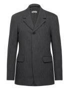 Fossil Blazer Textured Blue Grey Stripe-42 Grey Hope