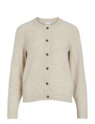 Vivioli O-Neck Rib Knit Cardigan-Noos Cream Vila