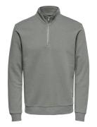 Onsceres Half Zip Sweat Noos Grey ONLY & SONS
