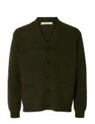 Slhcoba Ls Knit Relaxed V-Neck Cardigan Green Selected