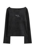 Langermet Topp I Velur Black Lindex