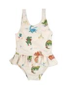 Eva – Badedragt 3-4 År – Dino Beach Cream Filibabba