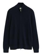 Textured Cotton Merino Cardigan Navy GANT