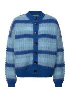 Striped Cardigan In Wool Mix Blue Stella Nova