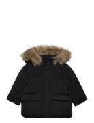 Puffer Coat With Fur-Effect Hood Black Mango