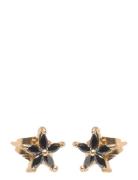 Ivy Crystal Earring Black/Gold Black Bud To Rose