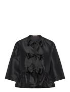 Crispy Peplum Bow Blouse Black Stella Nova