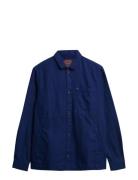 Merchant Linen Blend Overshirt Navy Superdry