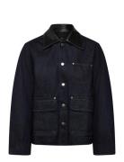 Denim Jacket With Faux-Leather Collar Navy Mango