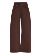 Wide-Leg Mid-Rise Loose-Fit Jeans Brown Mango