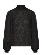 Jacquard Smock Blouse Black Bubbleroom