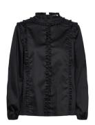 Poula Blouse Sateen Poplin Black Naja Lauf
