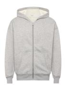 Boxy Waffle Lined Full Zip Grey Hollister