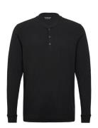 Long Sleeve Classic Waffle Henley Black Abercrombie & Fitch