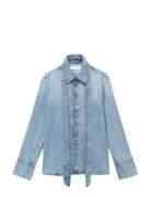 Denim Shirt With Bow Blue Mango