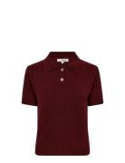 Rena Polo Knit Blouse Burgundy A-View