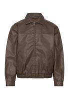 Brown Faux Leather Harrington Brown Hollister