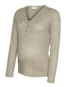 Mlpammie Lia Ls Jrs Top 2F Noos Beige Mamalicious