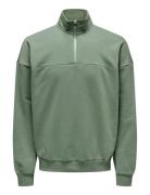 Onsceres Ovz Track Half Zip Sweat Vd Green ONLY & SONS