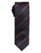 Navy Herringb Silk Tie Navy AN IVY